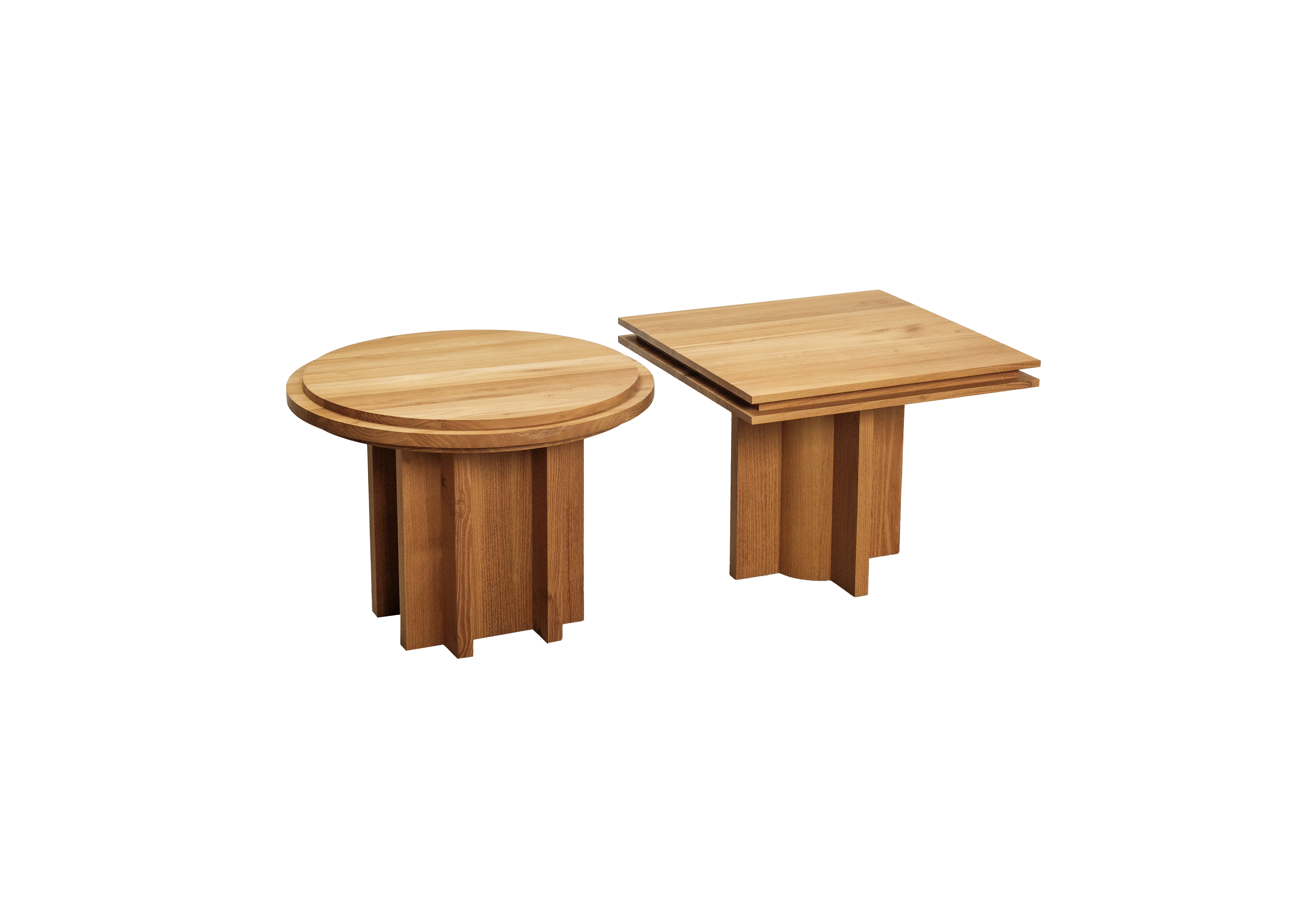 Sculptural Side Table in Solid Acacia Wood – Round / Square